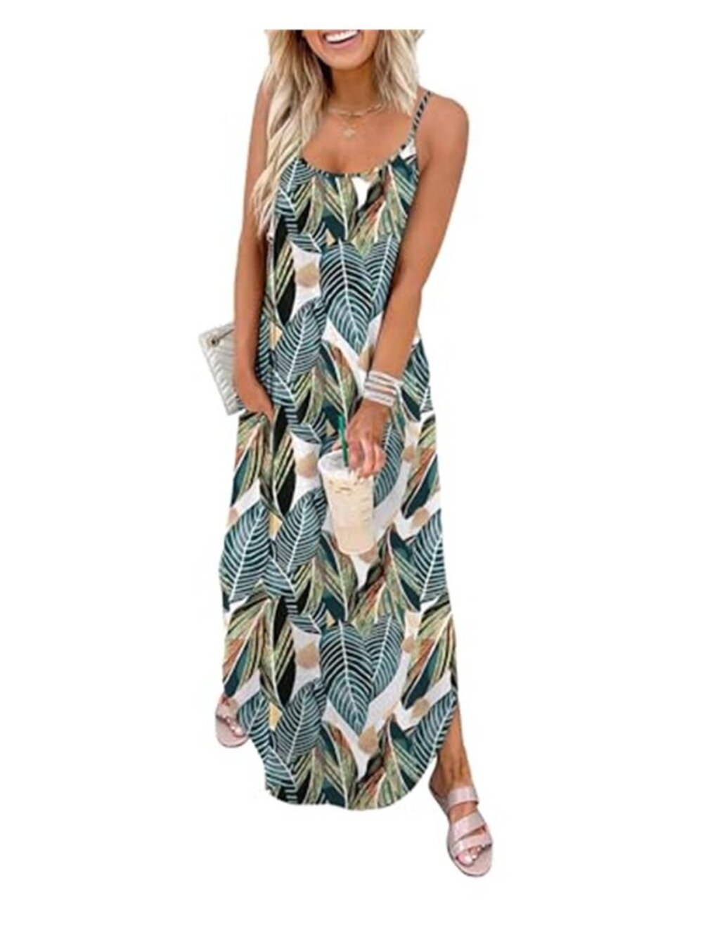 Maxi Dress Women Spaghetti Strap Floral Summer Vacation Long Beach Sun Dress
